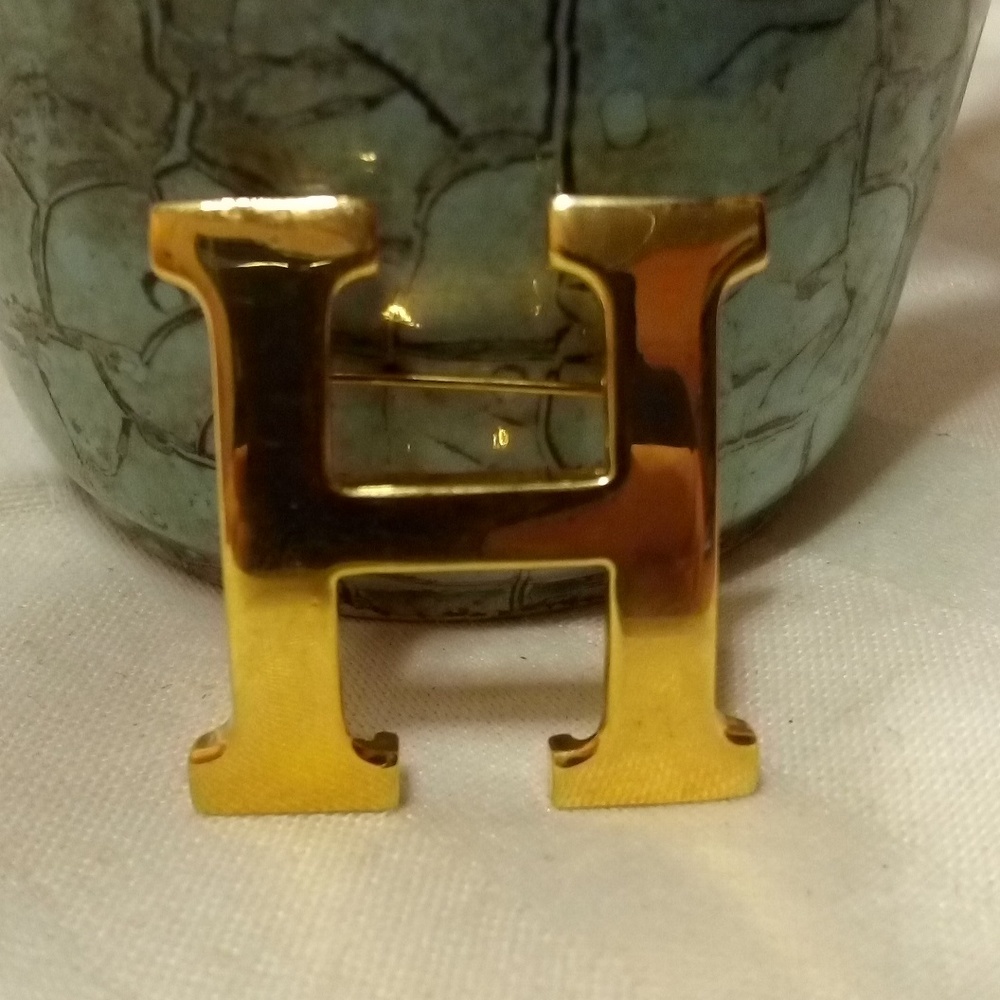 Anne Klein AK Gold Tone H Brooch